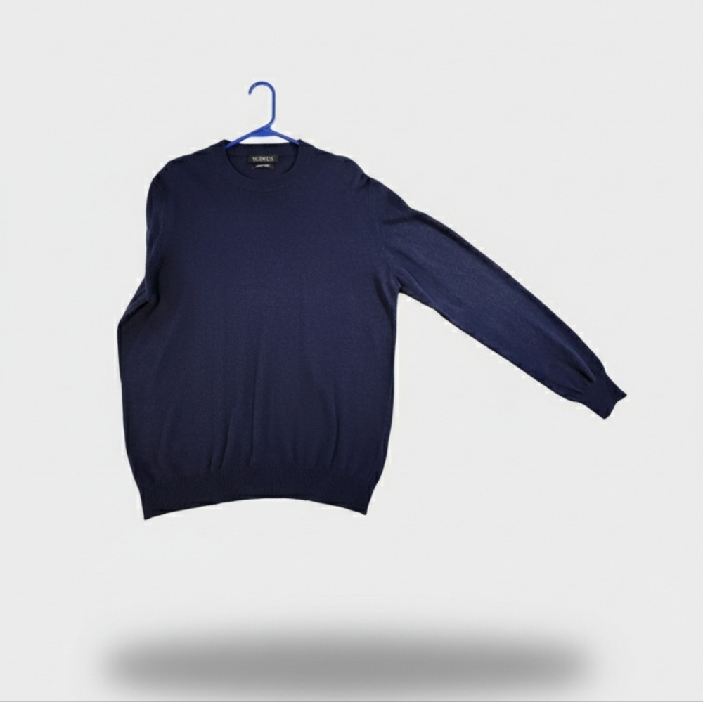 Mens X-Large Maglificio Bartolini Cashmere Blend Blue Sweater - Made in Italy - Picture 4 of 5